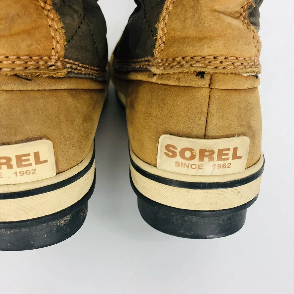 Sorel Tofino Women Sz 8 Lace-Up Boots Winter Snow Hiking NL1780-316 Camel/Green